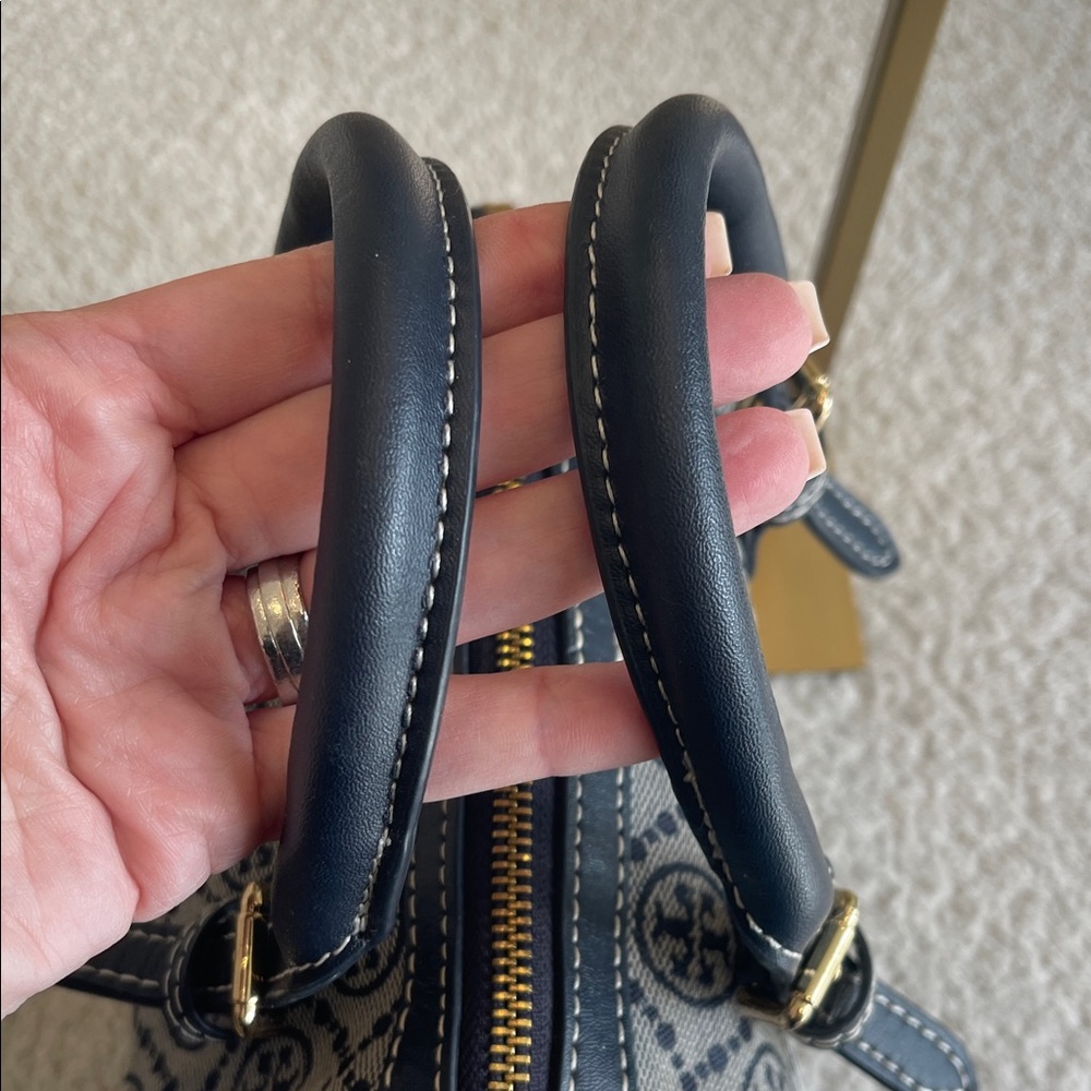 Tory Burch Dark Blue T-Monogram Satchel - Picture 6 of 7